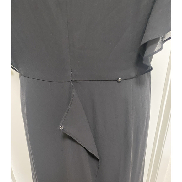 BCBGMAXAZRIA Dress Womens 12 Black Callie Ruffle Wrap Flutter Sleeve Maxi Gown - Picture 8 of 15